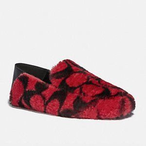 Coach Holly Signature Shearling Loafers Slippers RASPBERRY/BLACK